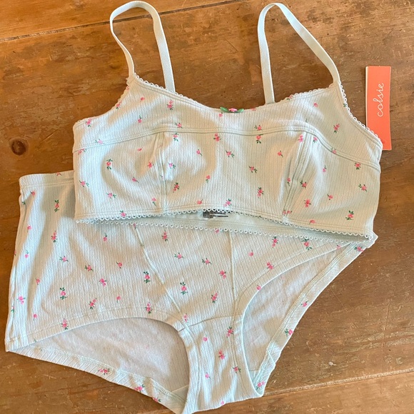 Colsie Other - Colsie Light Blue Floral Bra Set